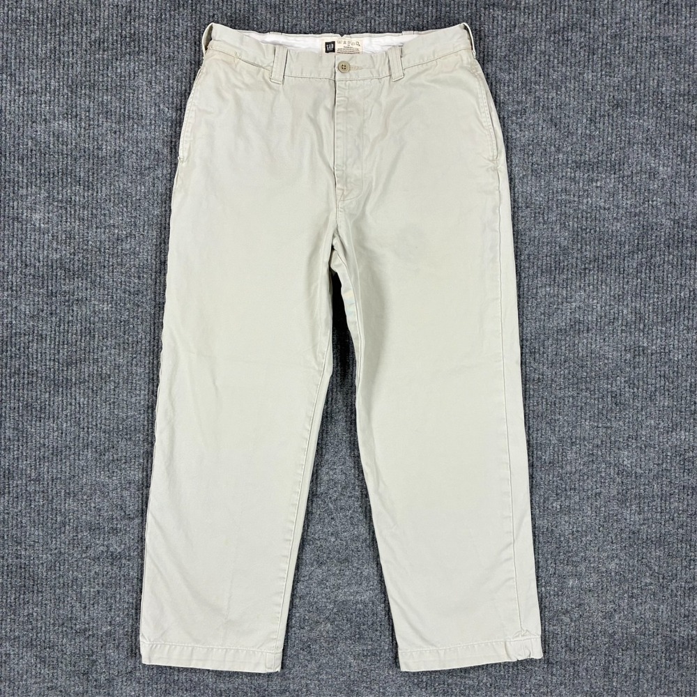 GAP Mens Chino Pants Size 34x30 Beige Straight Leg Clean Cut Flat Front Mid Rise